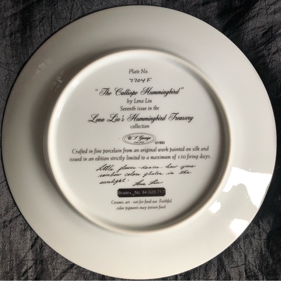 Collectible Decorative Plates: Lena Liu’s Hummingbird Treasury Set of 6 - Picture 13 of 17